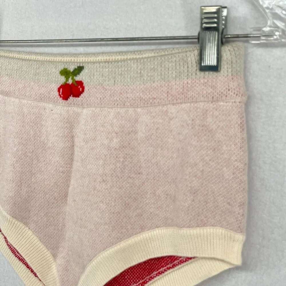 FREE PEOPLE Panty XS INTIMATELY Knitted Cherry Underwear Ivory NEW_4